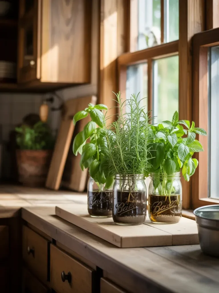 Indoor Herb Garden DIY with Mason Jars