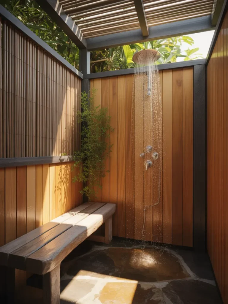 Outdoor Shower with Bench