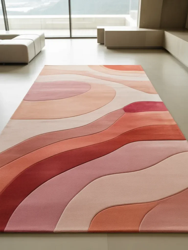 Contemporary Abstract Pink Rug