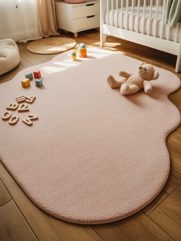 Nursery with a Washable Pink Rug