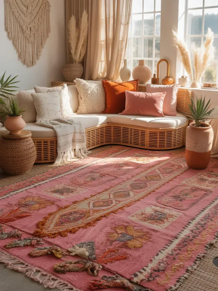 Pink Moroccan Rug for Boho Style