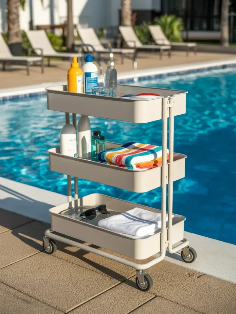 Rolling Outdoor Towel Cart
