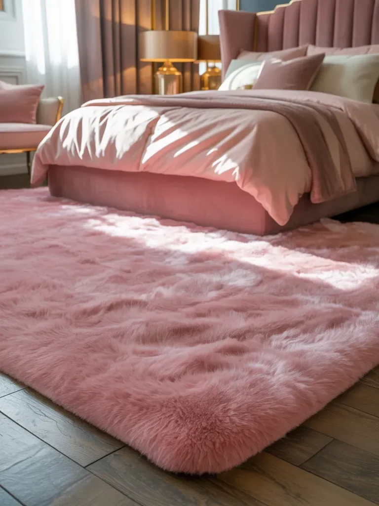  Pink Rug in a Glam Bedroom