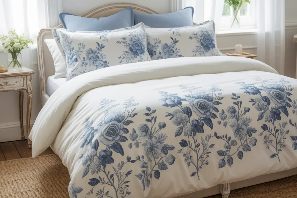 Blue and White Floral Bedding