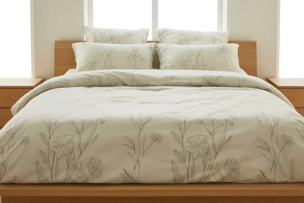 neutral floral bedding modern bedroom