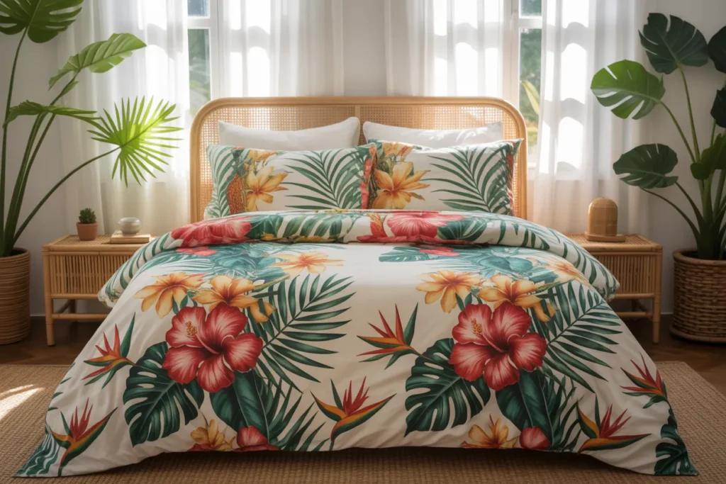 tropical floral bedding bedroom