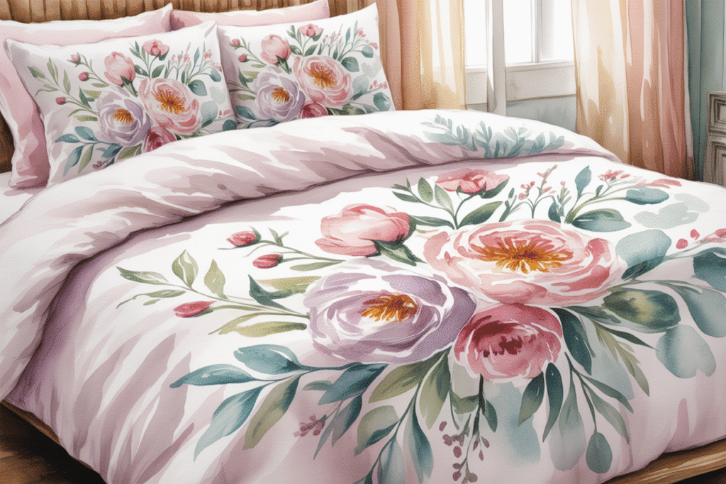 watercolor floral duvet bedroom