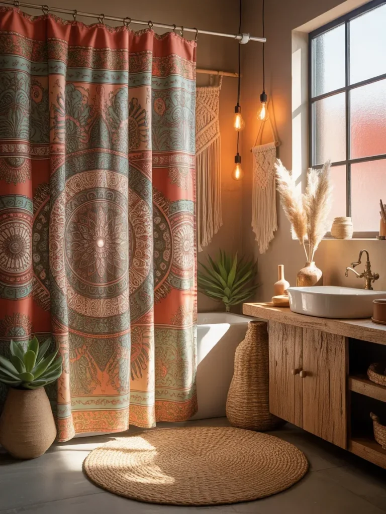  Swap Shower Curtain for Boho Fabric