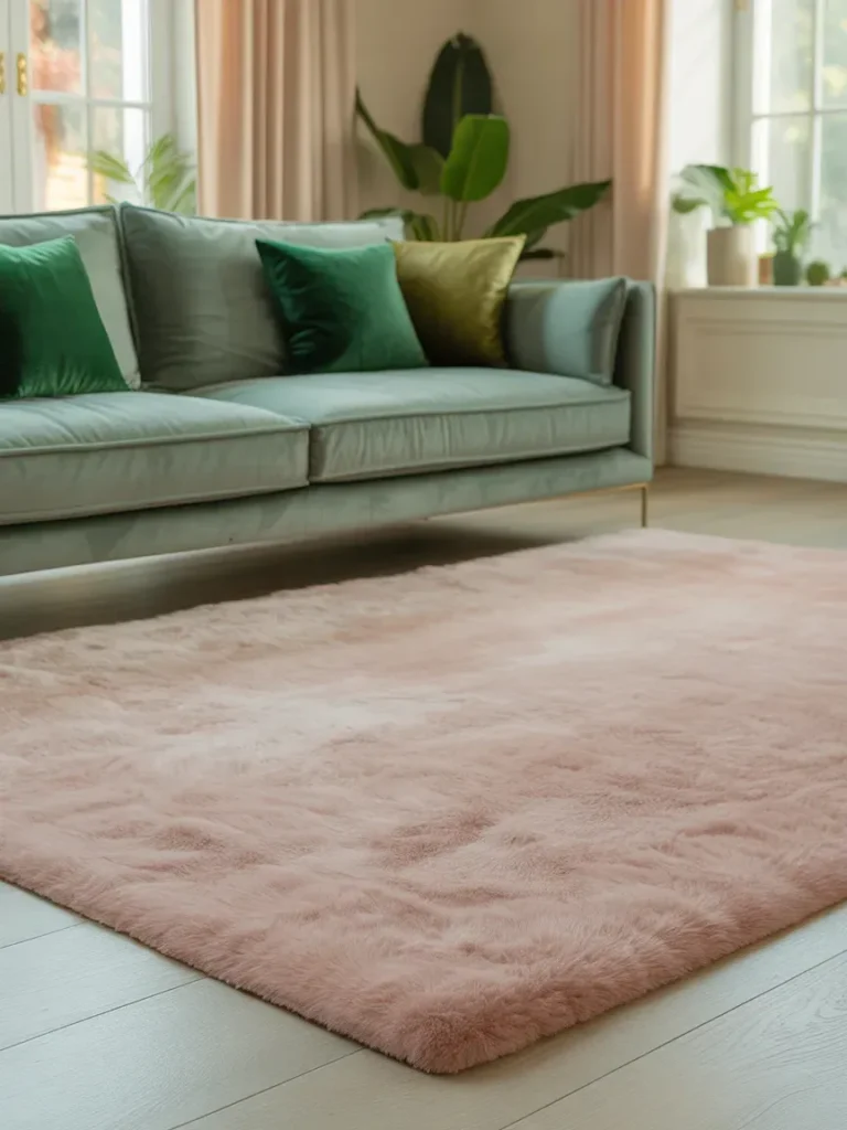 Pair Pink Rugs with Green Decor
