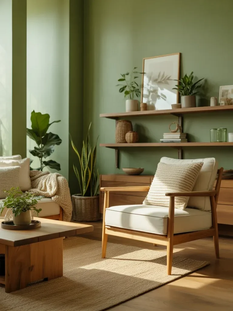 Sage Green & Warm Wood Tones
