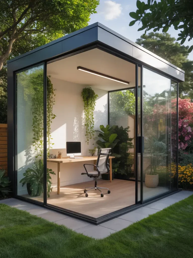 Glass Wall Garden Office