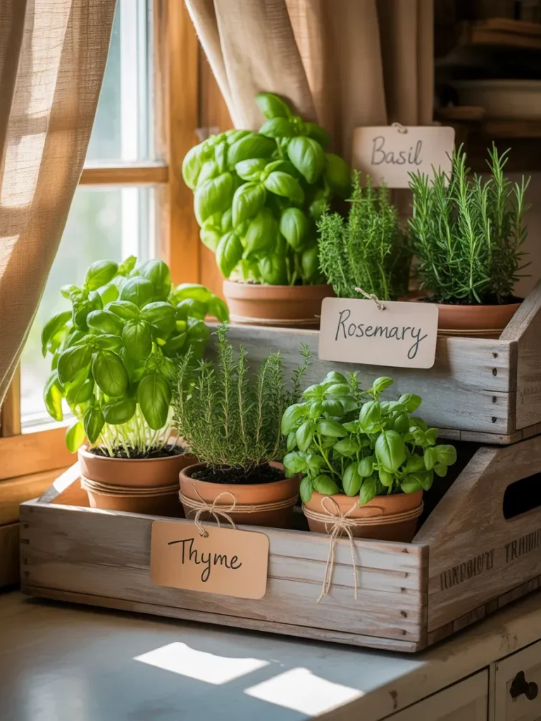 Rustic DIY Herb Garden with Wood Crates