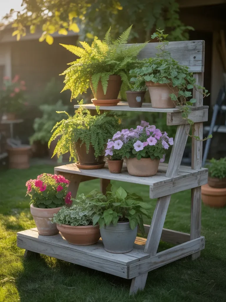 Rustic Wooden Plant Stand
