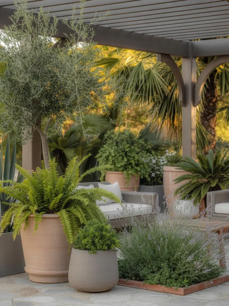 Style with Potted Plants and Olive Trees