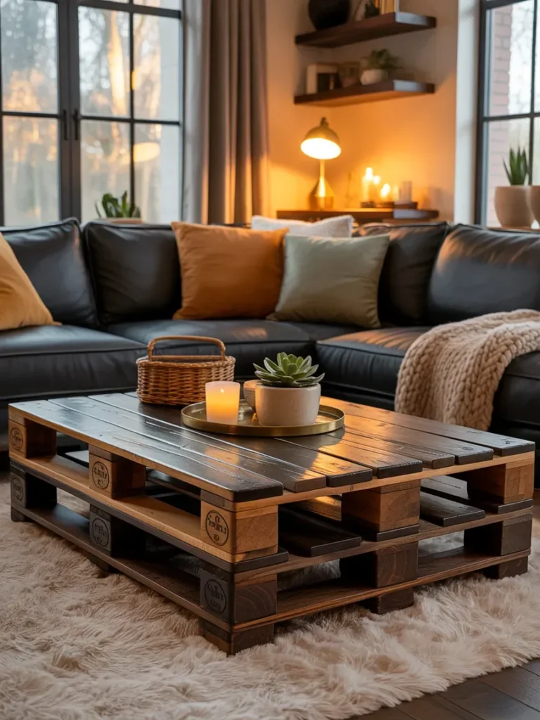 Stained Wood Pallet Coffee Table