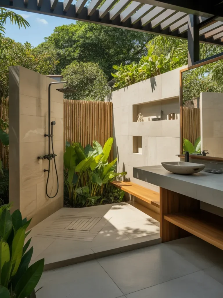 Full Outdoor Bathroom Setup