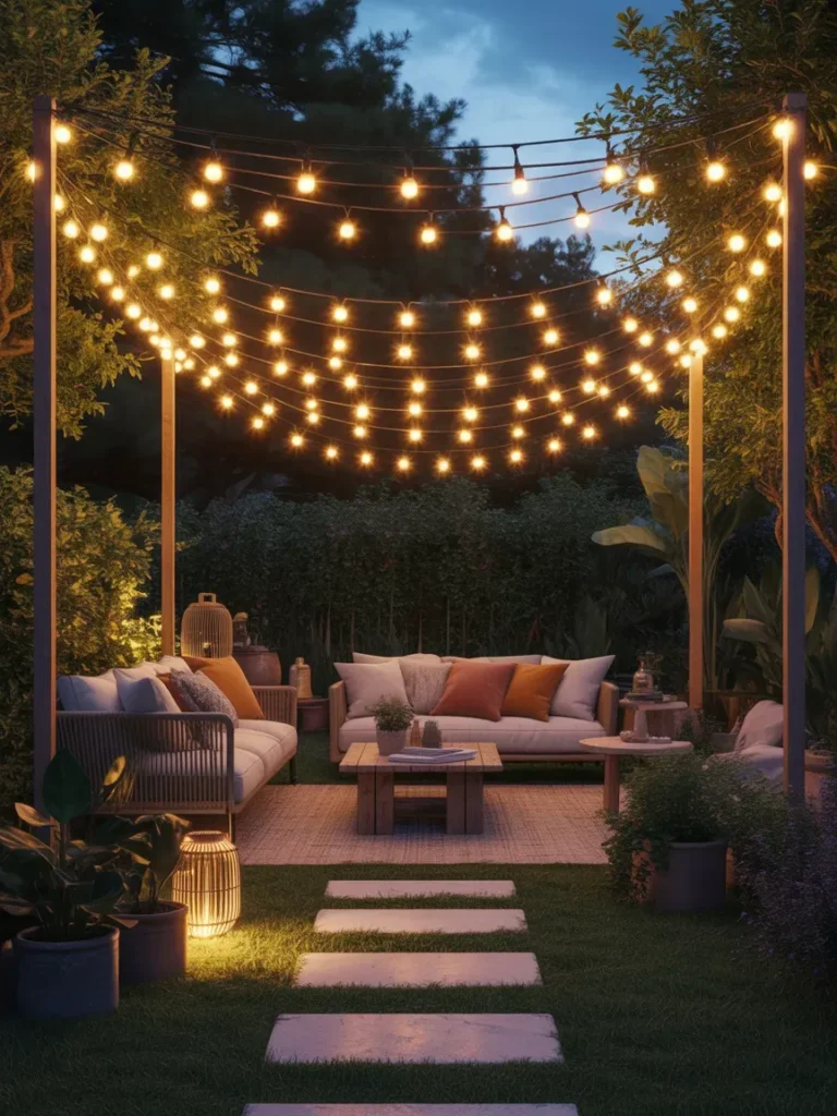 Outdoor String Light Canopy