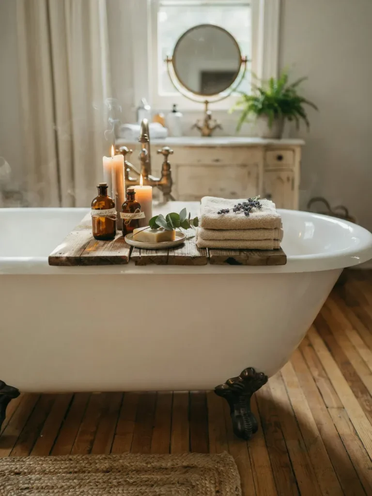 Rustic Wooden Bath Tray