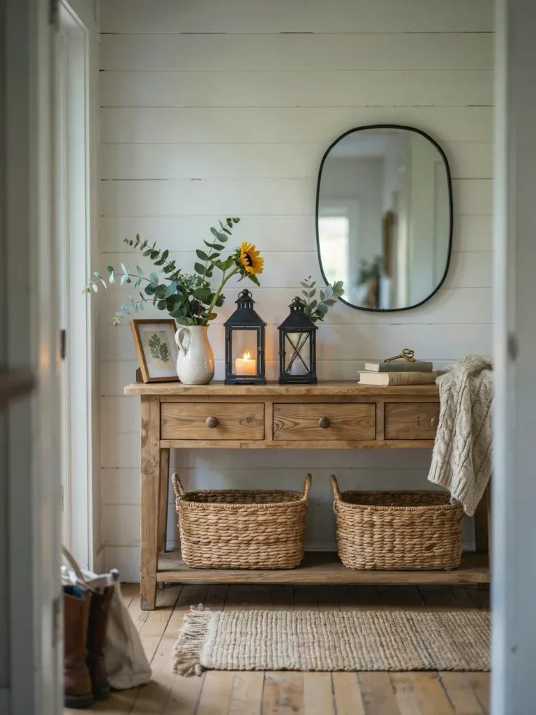 Farmhouse Console Table with Storage