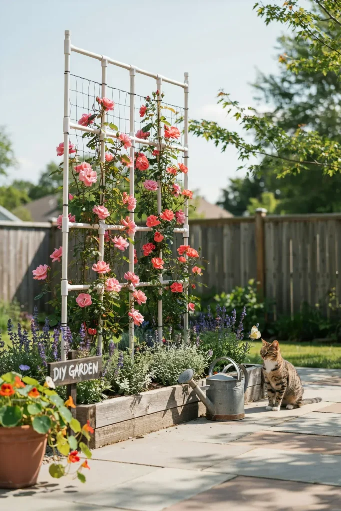 DIY Painted PVC or Rebar Trellis