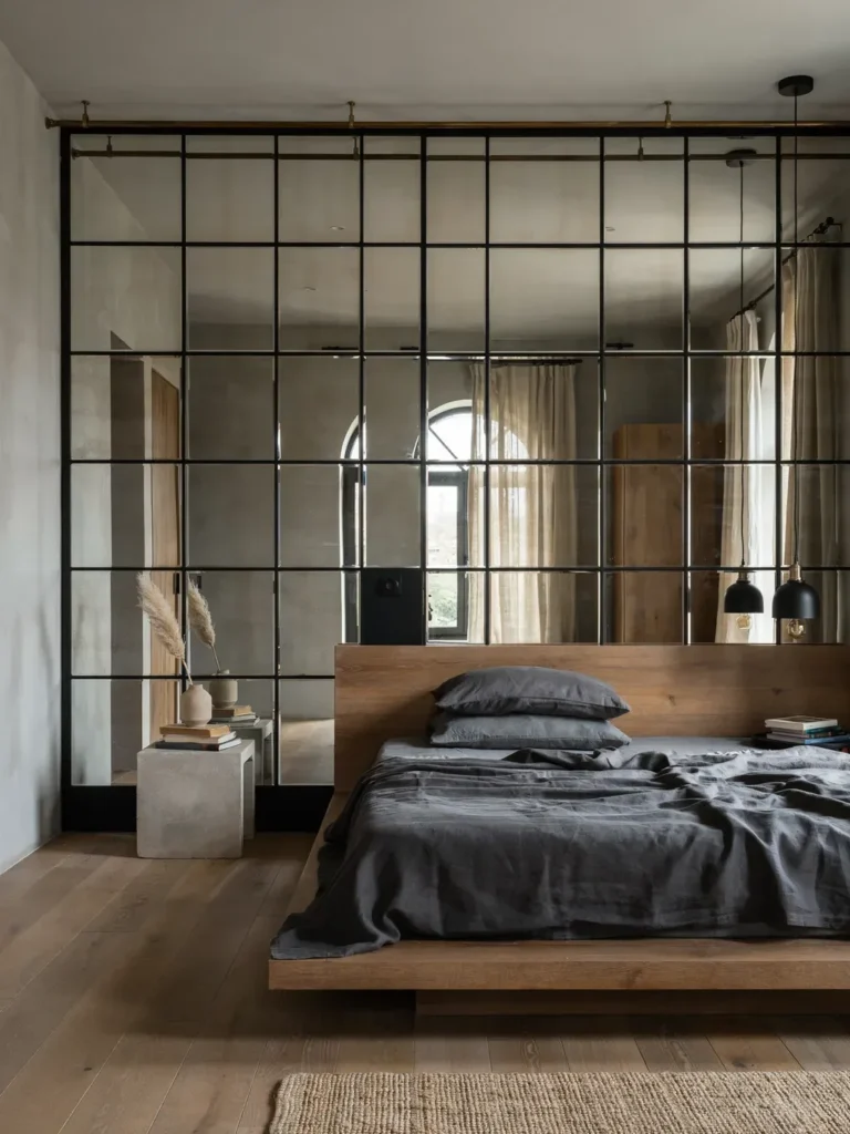 Framed Grid Mirror Panel