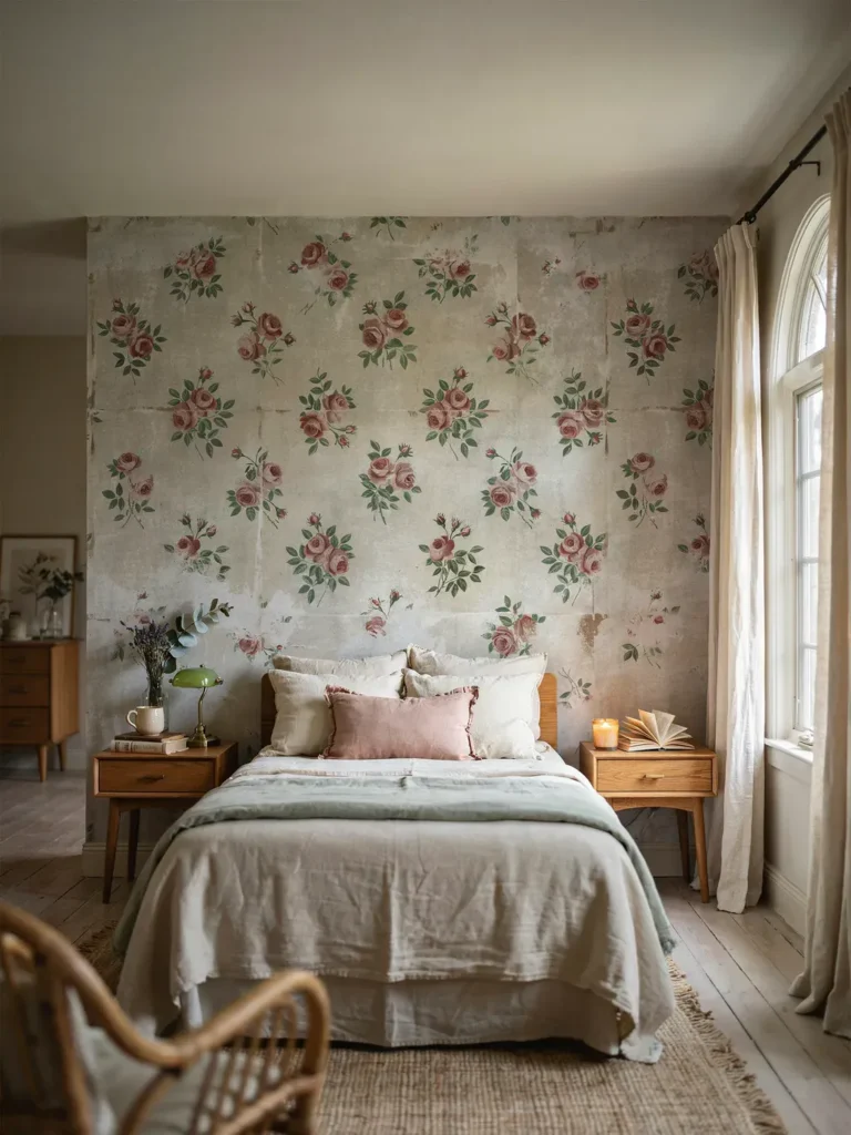 Vintage Floral Wallpaper Accent Wall