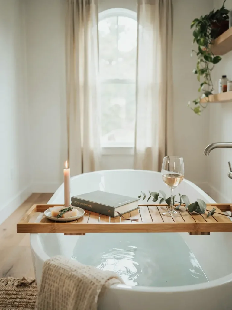 Expandable Bamboo Bathtub Tray
