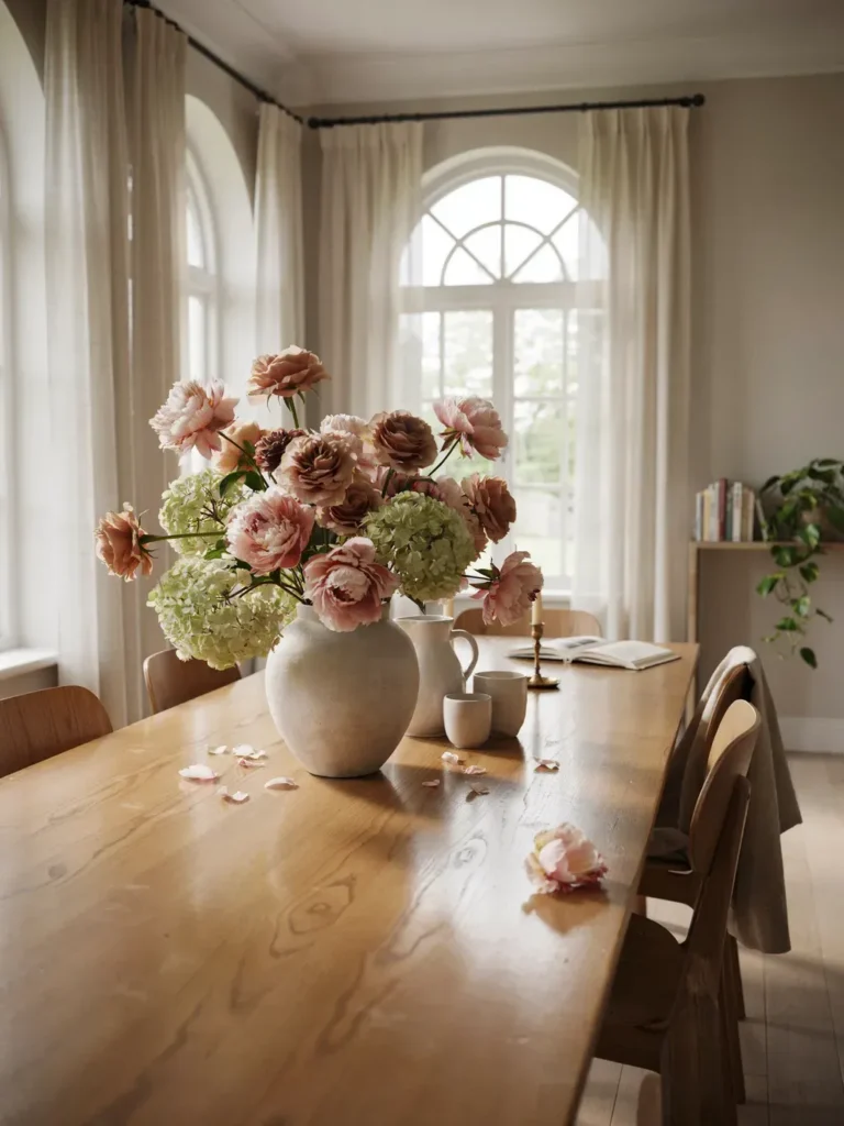 Fresh Flower Centerpiece for a Welcoming Dining Table