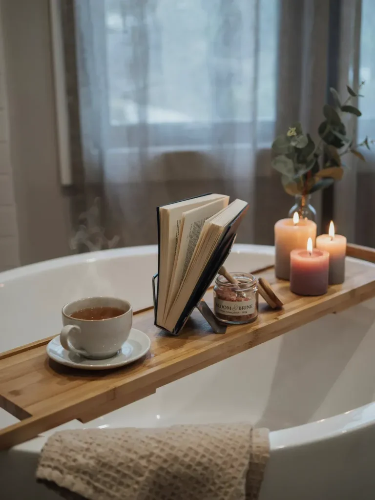 Bathtub Tray with Book Holder