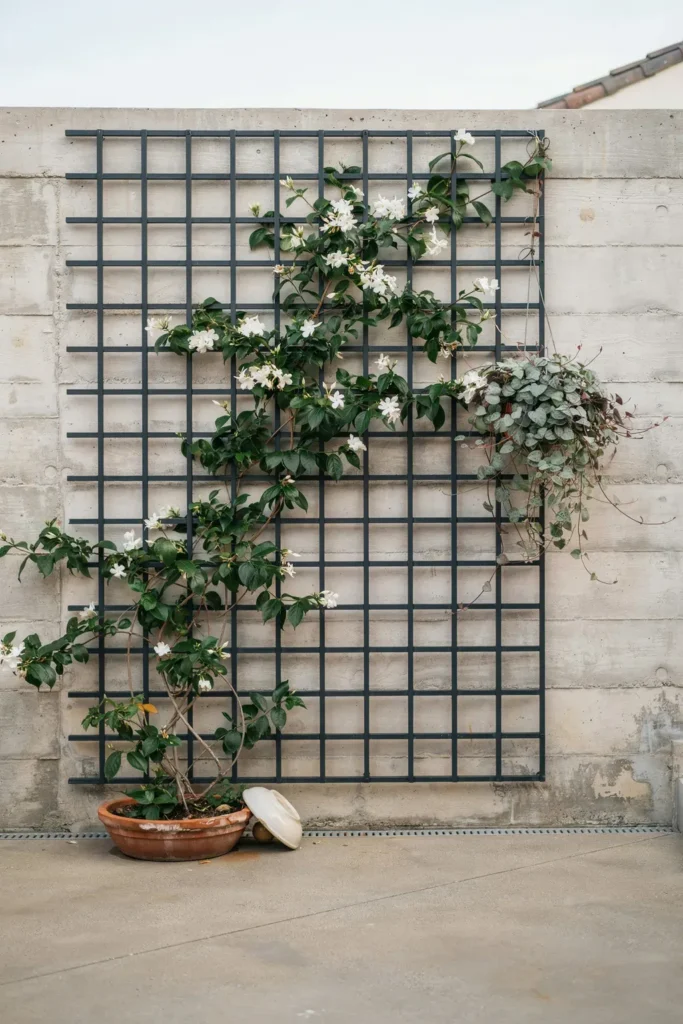 Wall-Mounted Grid Trellis Panel