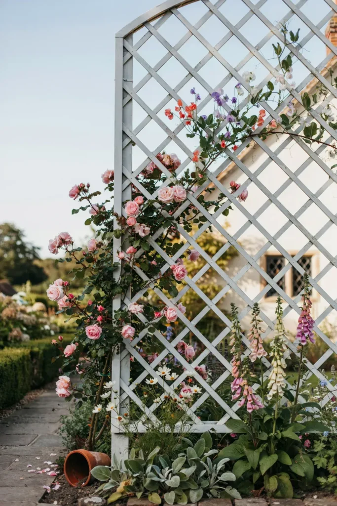 Classic White Wooden Lattice Trellis