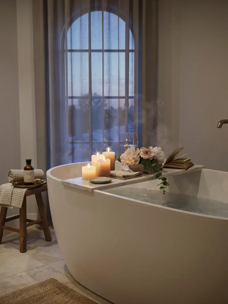 Bathtub Tray with Candle Display Area
