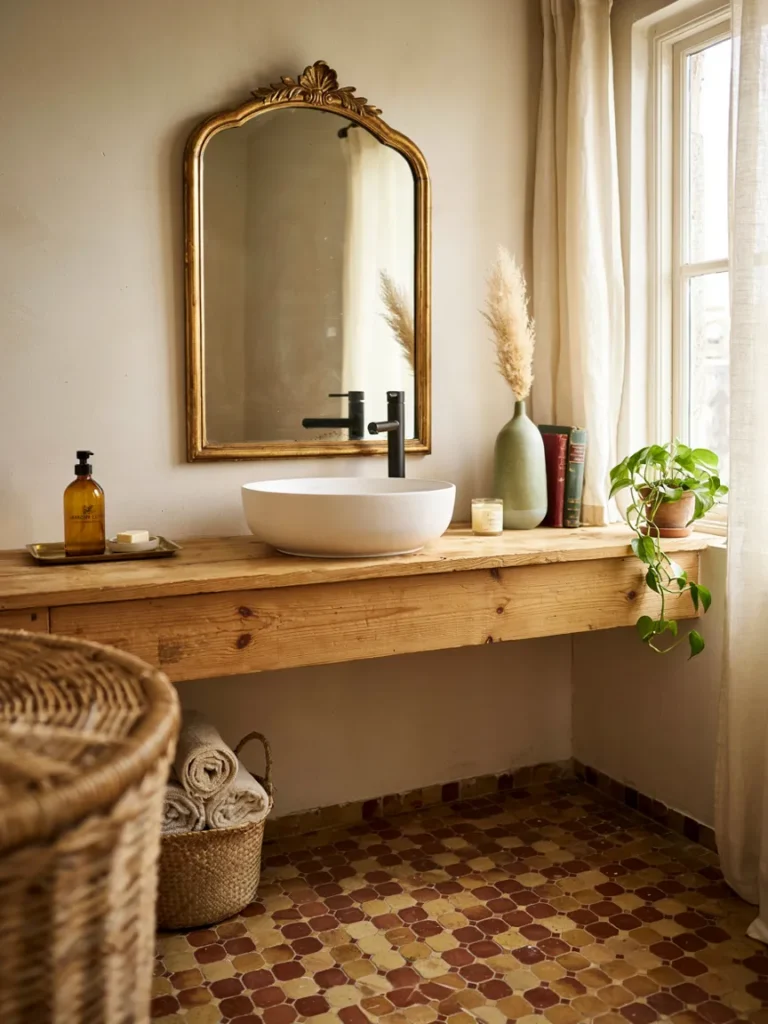 Eclectic Bathroom Style With Earthy Layers