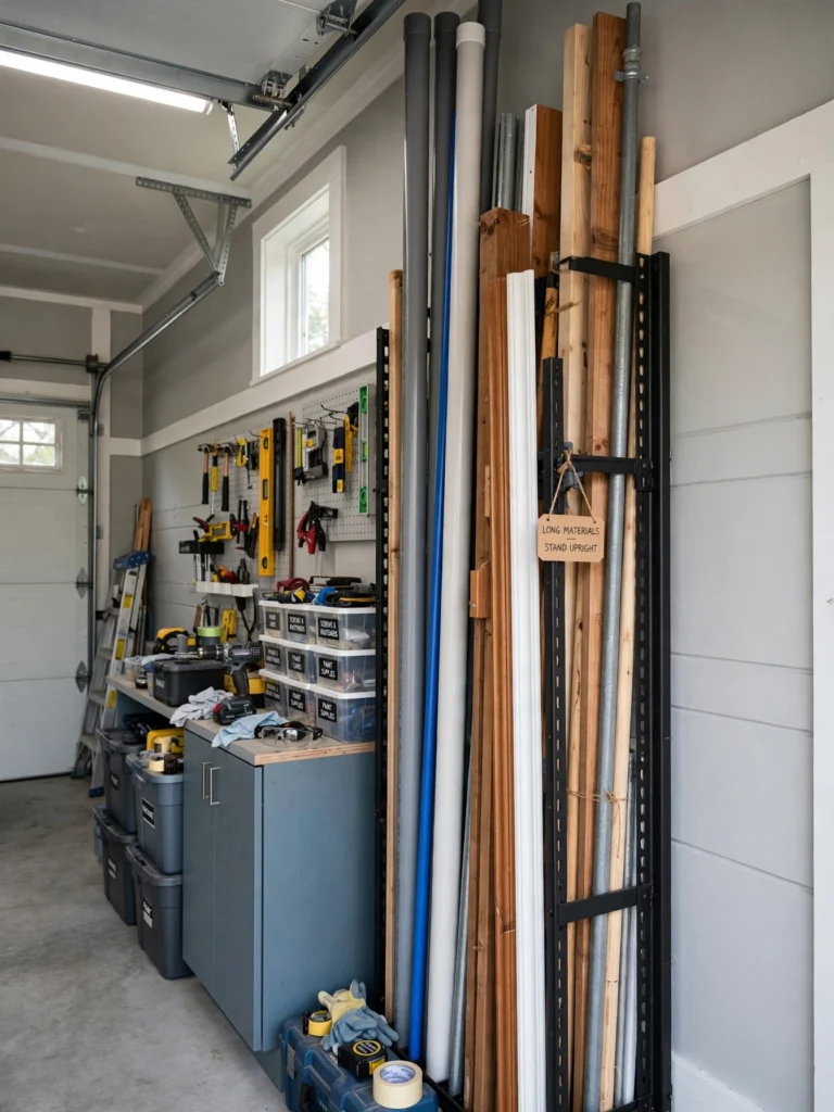 Use Vertical Lumber or Long-Item Racks