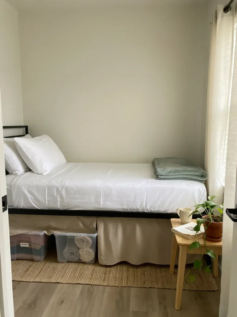 Use a Bed Skirt to Hide Storage Underneath