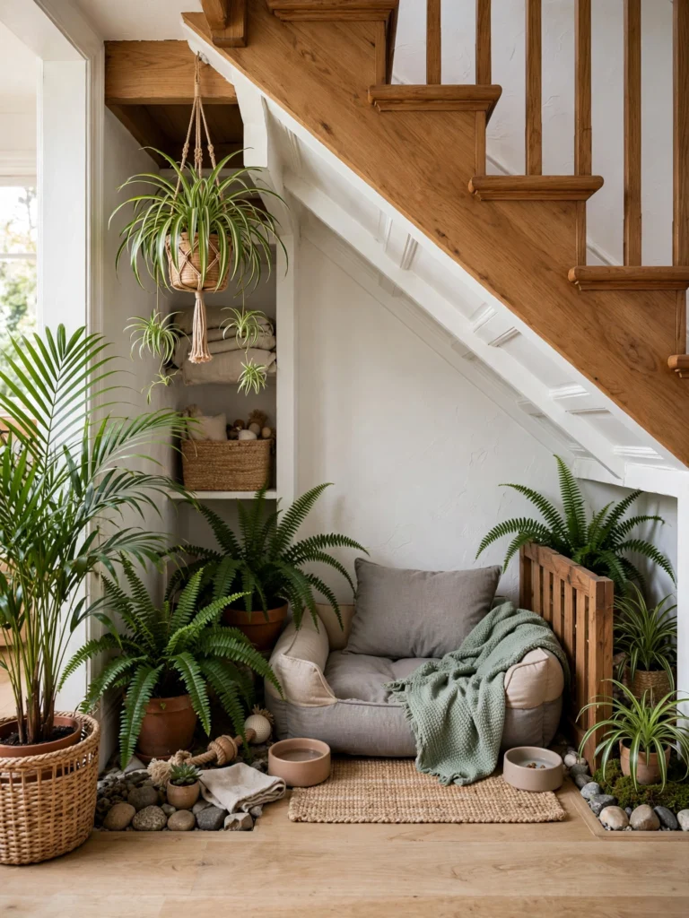  The Under-Stairs Pet Nook with Greenery
