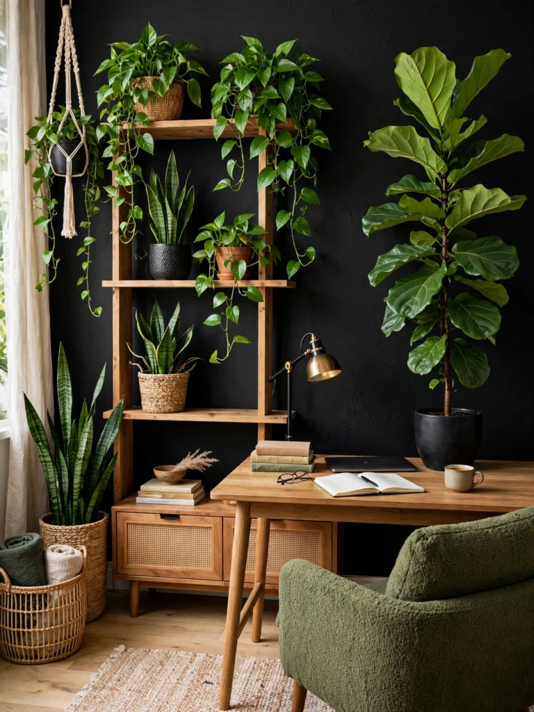 Black Accent Walls in a Staircase or Hallway