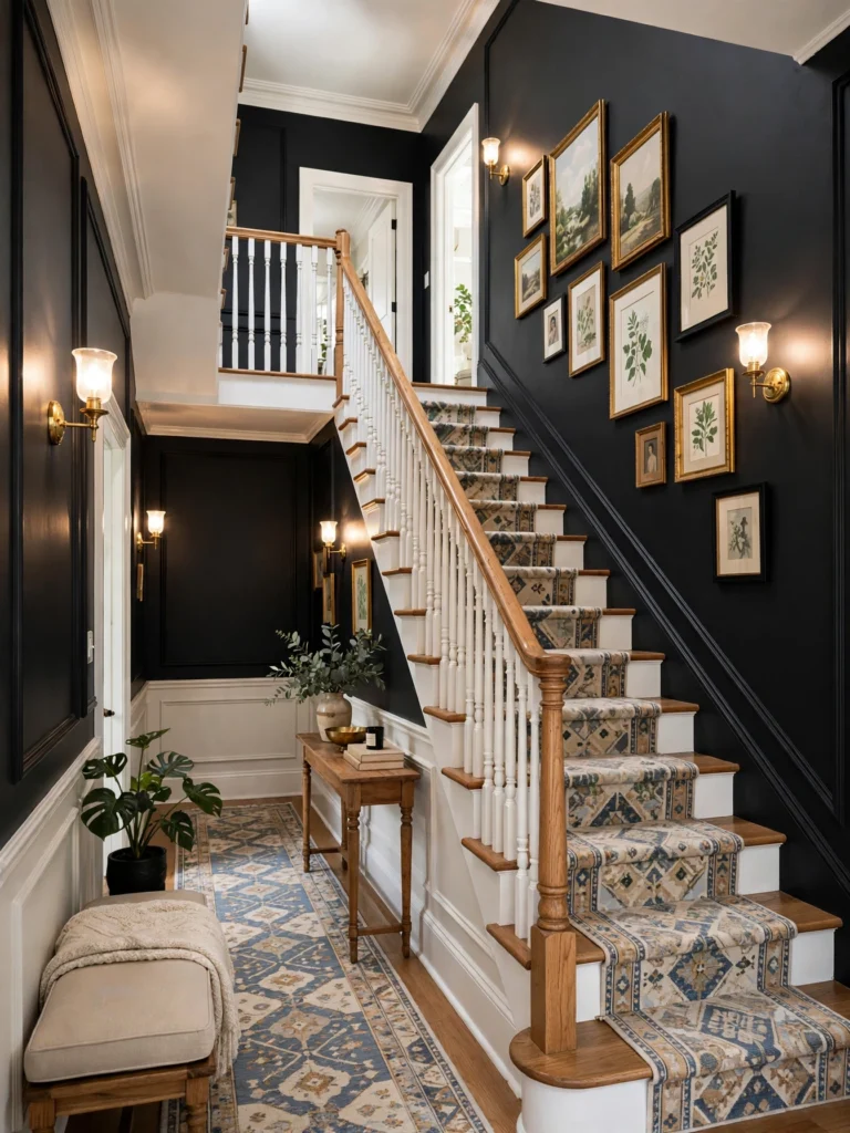 Black Accent Wall with Gallery Art