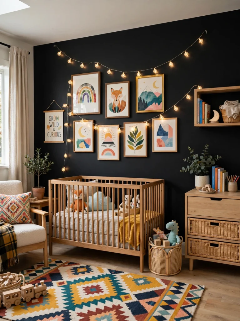 Black Wall with Recessed Lighting Niches
