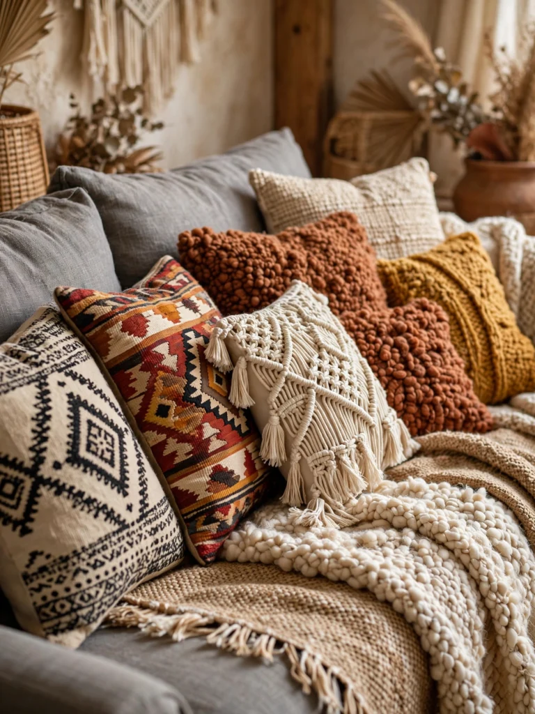 Layered Textiles in Warm Tones