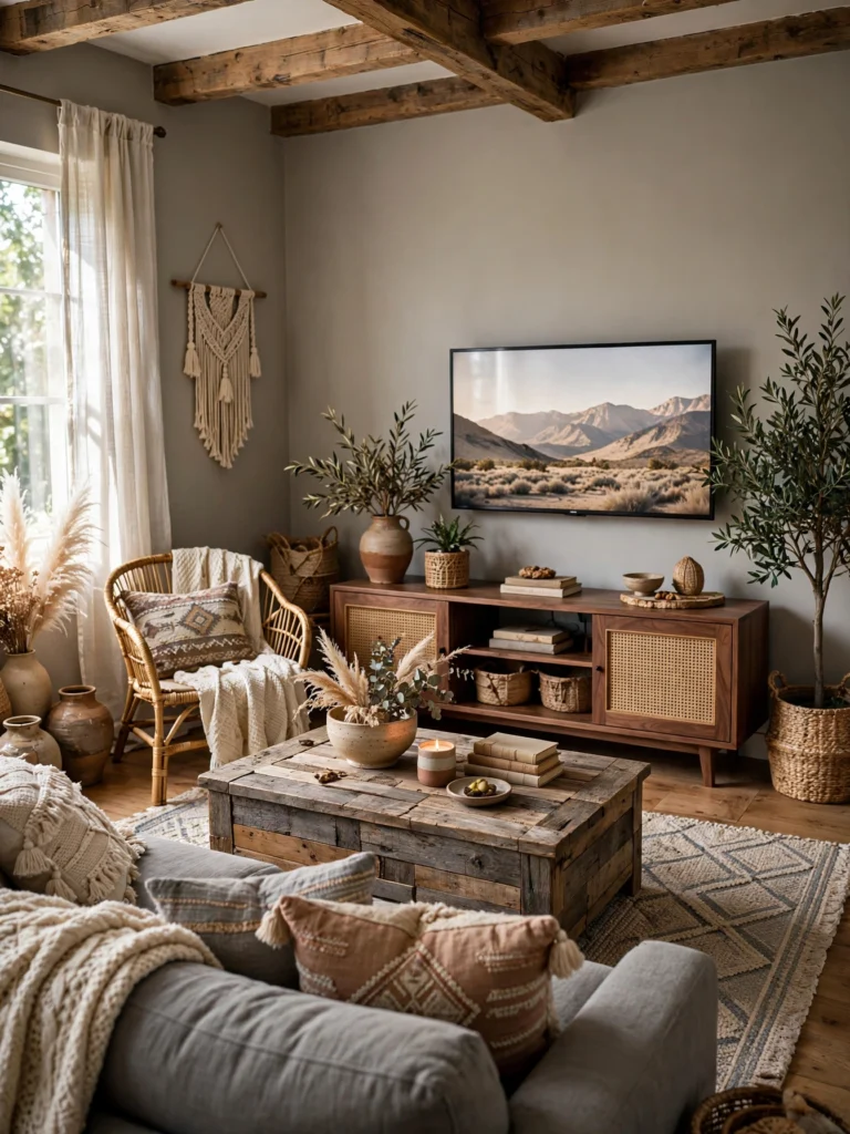 Grey Walls with Warm Wood Tones