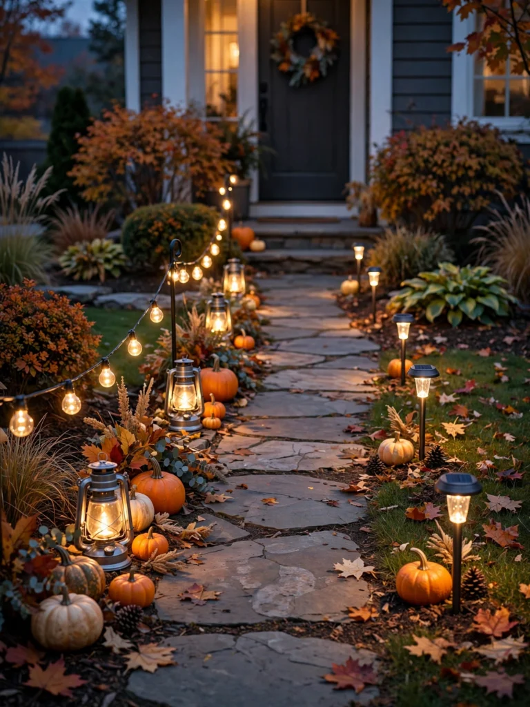 Pumpkin and Lantern Pathway Lighting