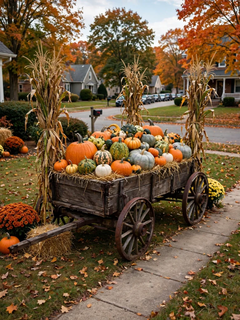 Rustic Wagon Pumpkin Display