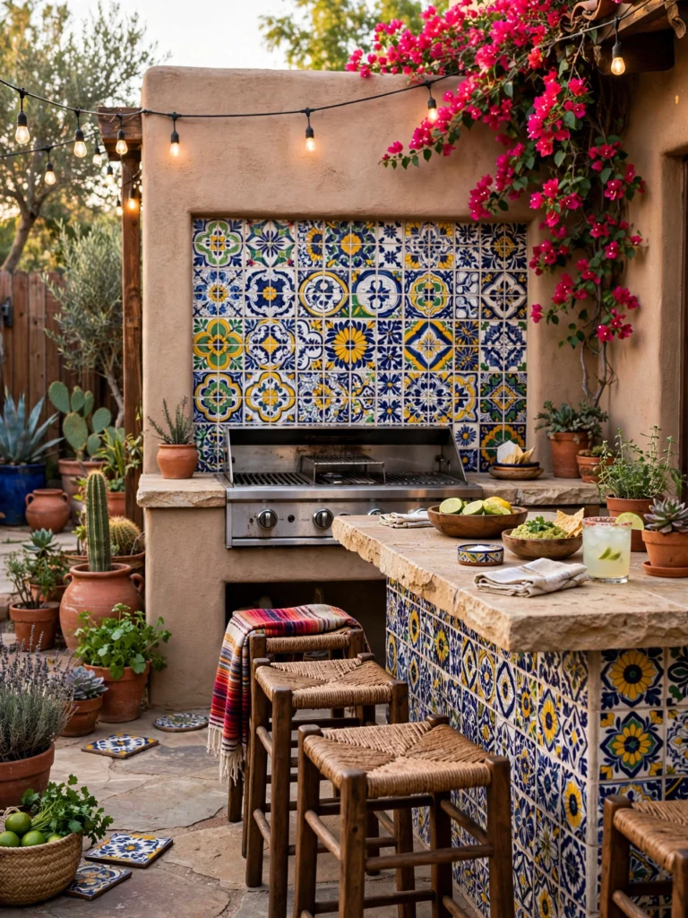 Outdoor Kitchen with Tiled Details