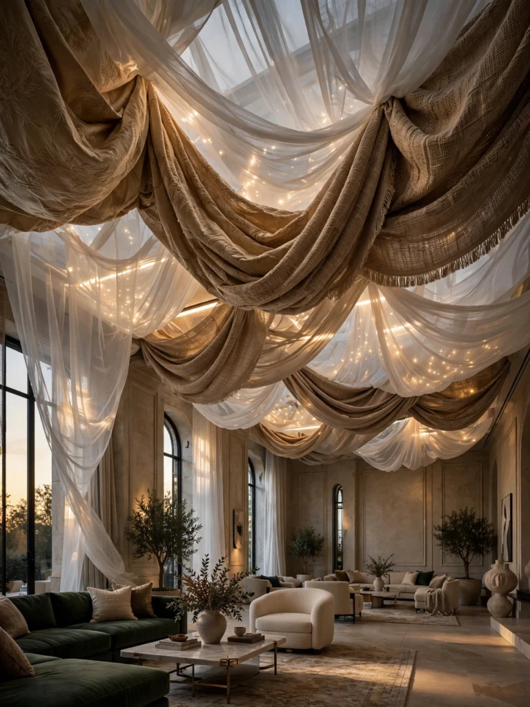 Fabric Ceiling with Mixed Textures