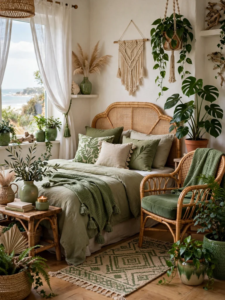 Rattan Furniture with Green Accents