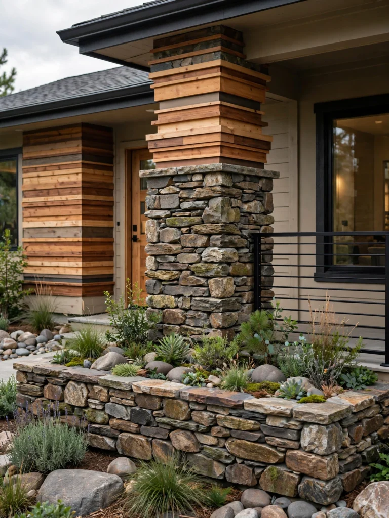 Stone Veneer Porch Accent